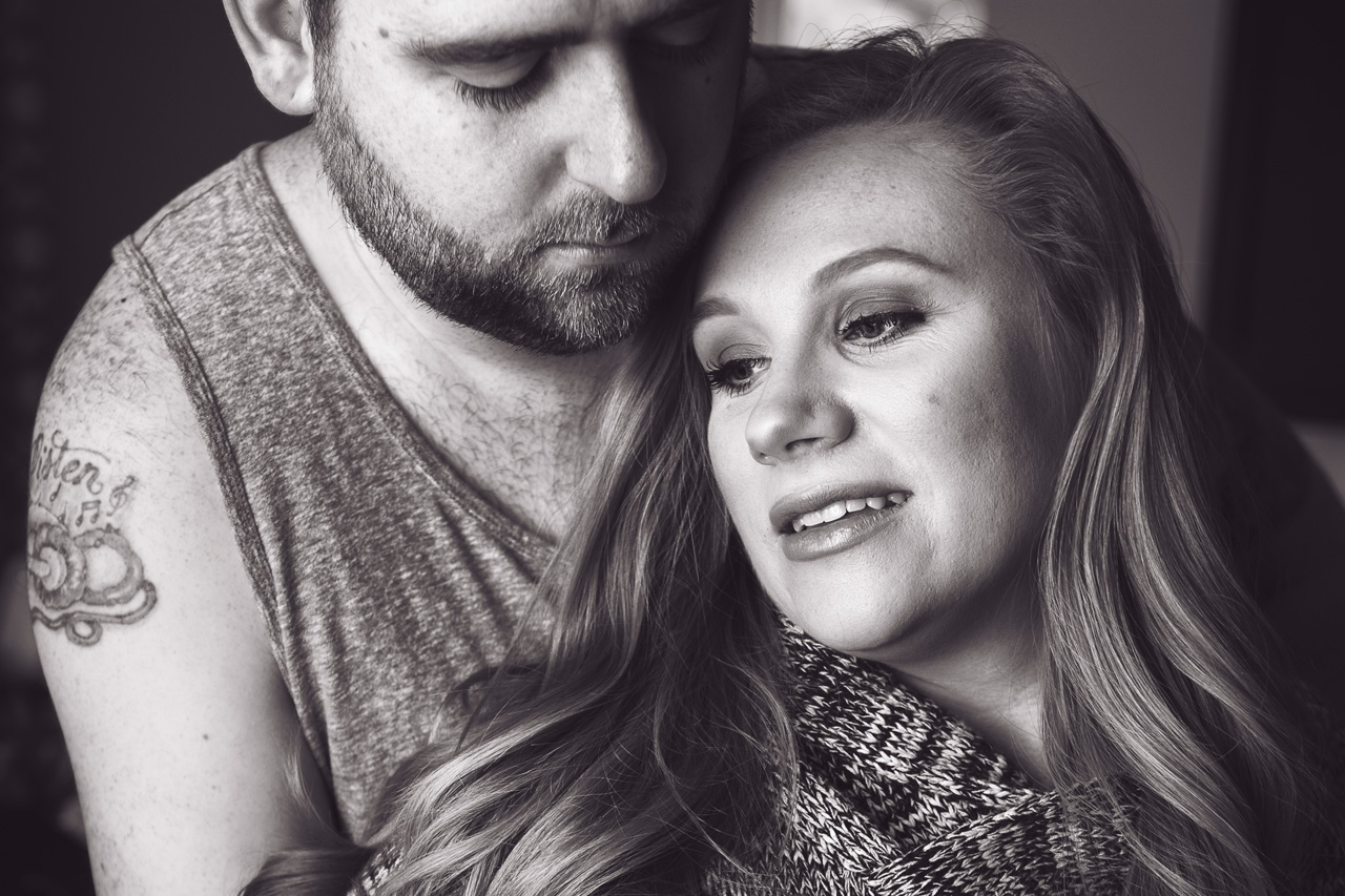 black and white maternity portrait